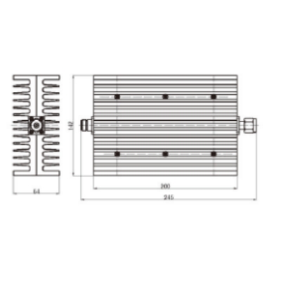 Impedance:50Ω; Power:200W; VSWR：≤1.25;  800-3700MHz 200W attenuator