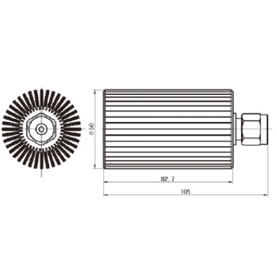 Impedance:50Ω; Power:50W; VSWR：≤1.25;  800-3700MHz 50W load