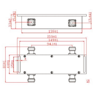 Impendance:50Ω; VSWR：≤1.25;  800-3700MHz Waterproof(N-F) Bridge